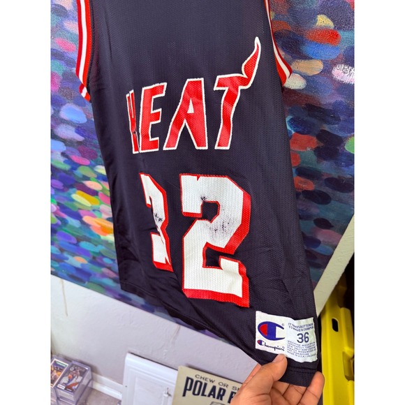 Vintage Champion Miami Heat Harold Miner 32 Jersey Size 36 90s NBA Basketball - Picture 3 of 5